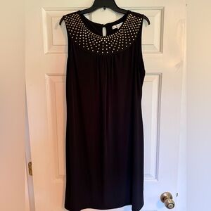 Aa Studio Black Sheath Midi Dress Sleeveless Crew Neck